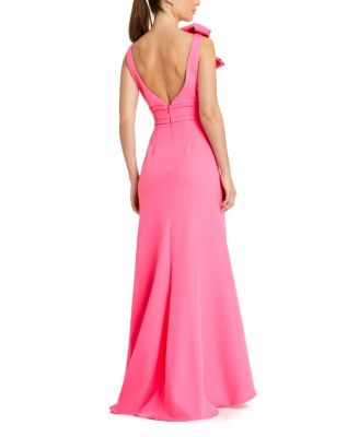 Sleeveless V Neck Bow Detail Mermaid Gown