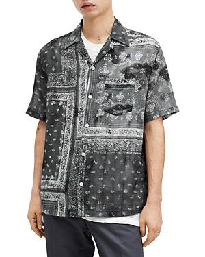 Shop Allsaints Tijuana Short Sleeve Button Front Camp Shirt In Jet Black