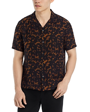 Shop Theory Irving Cc.tortois Short Sleeve Button Down Shirt In Dark Brown Multi