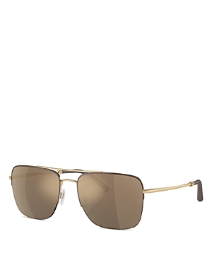 Oliver Peoples X Roger Federer Aviator Sunglasses, 56mm In Gold/brown Mirrored Solid