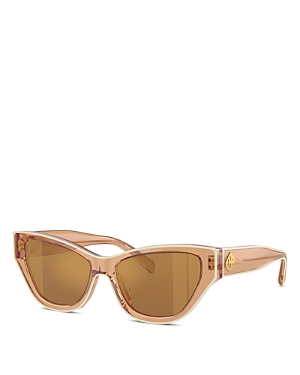 Shop Tory Burch Piping Cat Eye Sunglasses, 54mm In Brown/brown Mirrored Solid