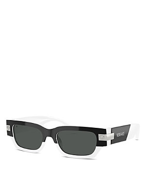 Shop Versace Rectangular Sunglasses, 53mm In Multi/gray Solid