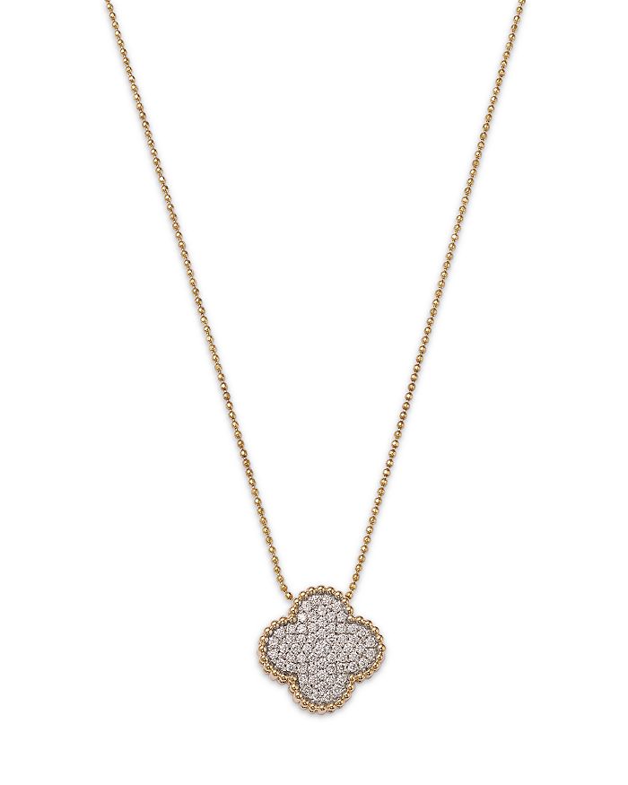 Bloomingdale's Diamond Clover Cluster Pendant Necklace in 14K Yellow