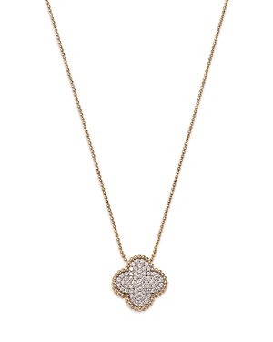Shop Bloomingdale's Diamond Clover Cluster Pendant Necklace In 14k Yellow Gold, 0.40 Ct. T.w. In White/gold