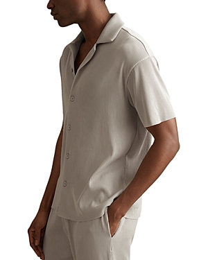 Shop Reiss Chase Short Sleeve Ottoman Cuban Collar Shirt In Silver