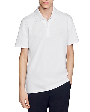 Shop Sandro Cotton Flower Embroidered Polo In White