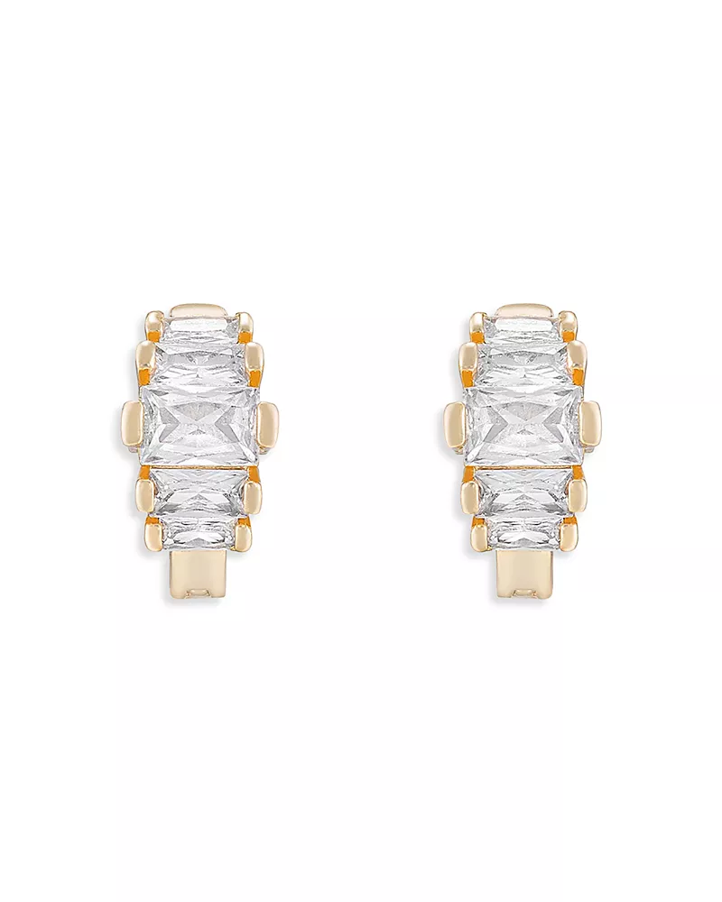 Ettika Diamond Shine Cubic Zirconia Mini Hoop Earrings