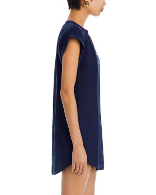 Linen Cap Sleeve Henley Mini Dress