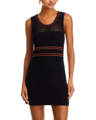 Knit Cotton Crochet Mini Dress main image 1