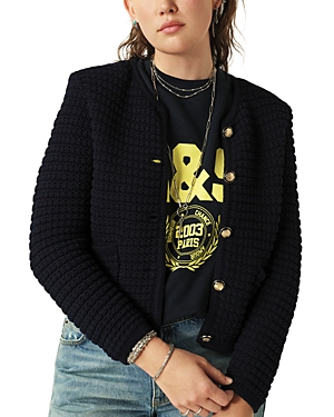 Shop Ba&sh Ba & Sh Gaspard Crewneck Cardigan Sweater In Marine