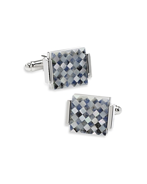 Shop Cufflinks, Inc Floating Mother Of Pearl Checkered Square Cufflinks In Blue