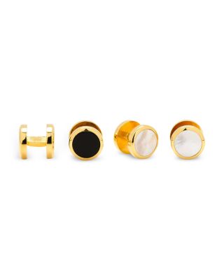 Double Sided Onyx & Mother-of-Pearl Round Stud & Cufflink Set