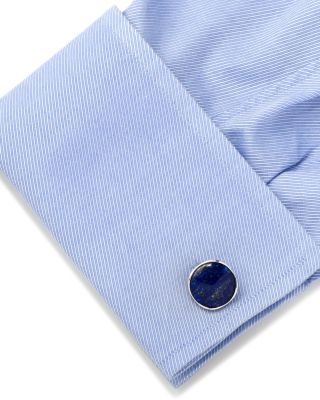 Classic Sterling Silver & Lapis Round Formal Cufflinks