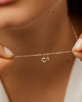 10K Gold Heart & Stone Necklace
