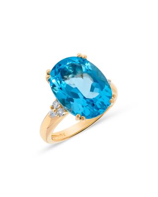 Bloomingdale's Fine Collection Blue Topaz & Diamond Oval Statement Ring in 14K Yellow Gold