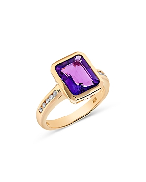Shop Bloomingdale's Amethyst & Diamond Statement Ring In 14k Yellow Gold In Purple/gold