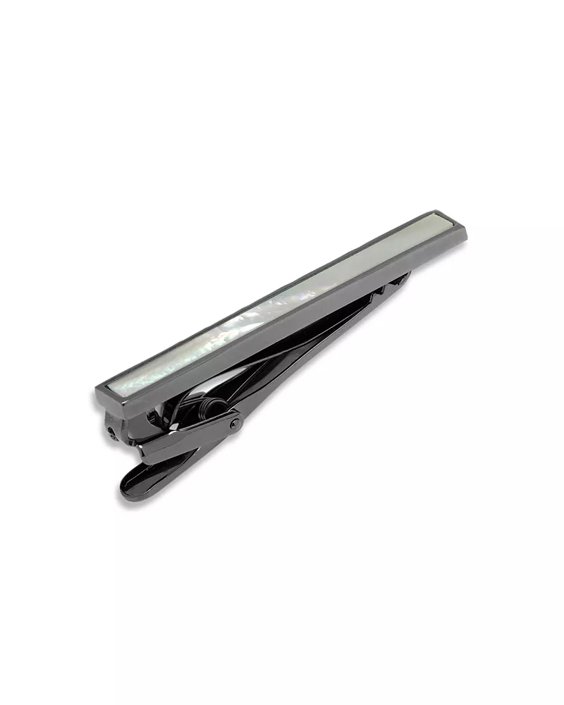 Cufflinks Inc Gunmetal-Tone Mother of Pearl Inlaid Tie Clip