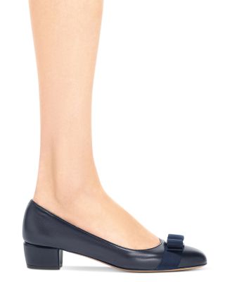 Women's Vara Soft Bow Detail Blue Block Heel Pumps