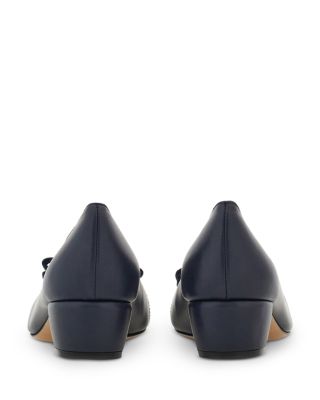 Women's Vara Soft Bow Detail Blue Block Heel Pumps