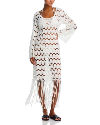 SIMKHAI - Pierce Cotton Fringe Trim Swim Cover-Up