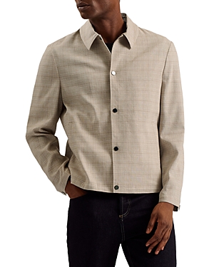 Shop Ted Baker Lightweight Button Front Shirt Jacket In Taupe
