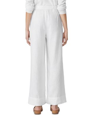 Wide Leg Pleated Front Linen Pants