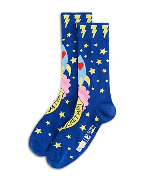 Shop Happy Socks Elton John Rocket Man Crew Socks In Blue