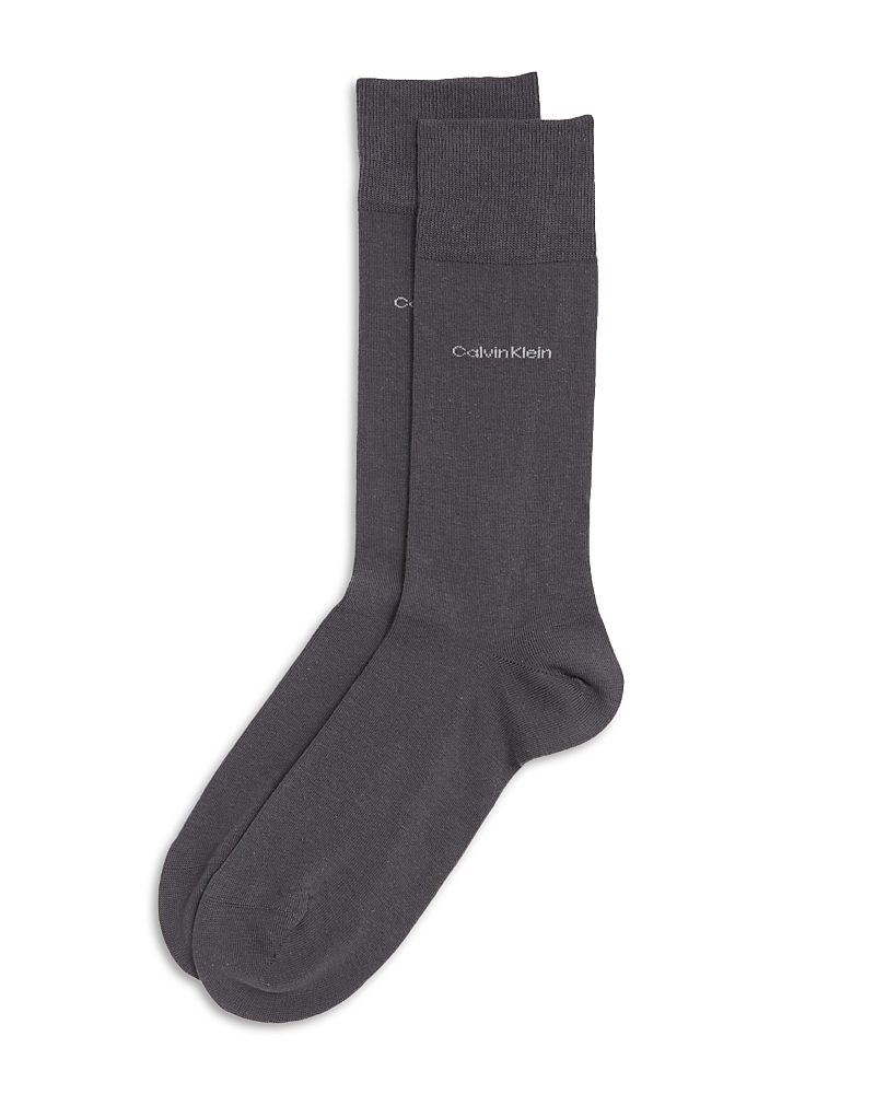 Calvin Klein Giza Cotton Flat Knit Socks In Graphite Heather