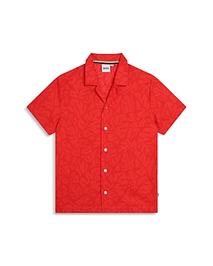 Shop Bosswear Boys' Bright Printed Short Sleeved Shirt - Big Kid In Bright Red