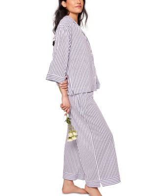 French Ticking Wide Leg Pajama Set
