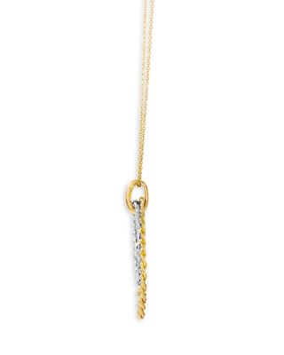 Diamond Pav&eacute; Double Oval Pendant Necklace in 14K Yellow Gold, 0.60 tcw