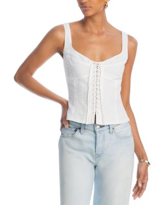 トップス Eyelet Jersey Jacquard Sleeveless Top Mame Kurogouchi：Eyelet Jersey Jacquard Sleeveless Top - BLACK