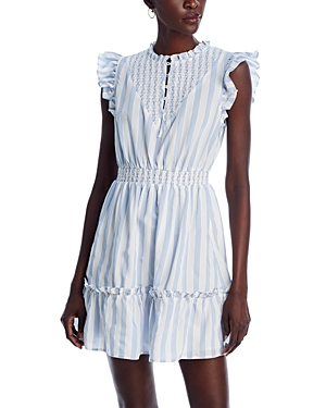 Shop Aqua Striped Smocked Dress - 100% Exclusive In Blue/white