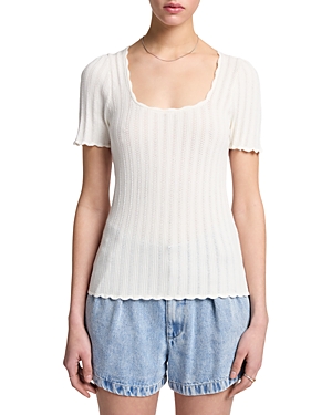 Shop 7 For All Mankind Scalloped Edge Top In Vintage White