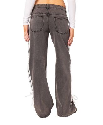 Washed Low Rise Ribbon Jeans
