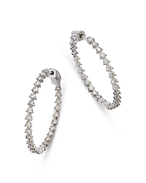 Diamond Martini Set Inside Out Hoop Earrings in 14K White Gold, 2.0 ct. t.w.