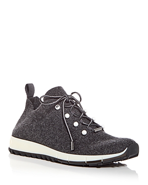 Jimmy Choo Low Top Sneakers With Pearls And Knitted Upper In Black Mix