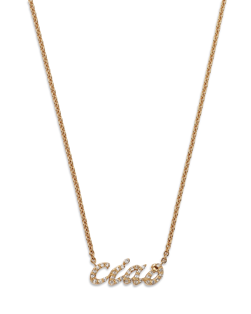 Bloomingdale's Fine Collection Diamond Ciao Pendant Necklace in 14K Yellow Gold, 0.15 tcw