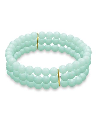 AQUA - Gemstone Beaded Triple Row Stretch Bracelet - Exclusive