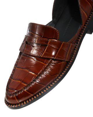 Women's Tash Croc Embossed Leather D'Orsay Penny Loafers