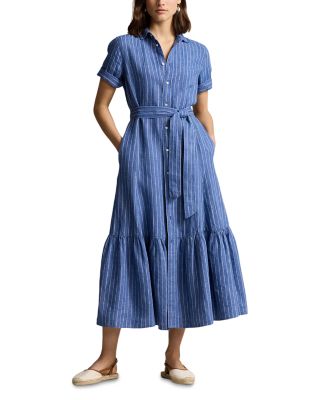 [Polo Ralph] ラルフローレン Lauren Linen Dress Ralph Lauren Linen Midi Shirt Dress | Bloomingdale's