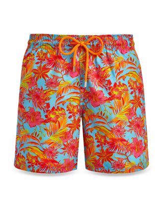 Moorea Tahiti Flowers Print 7" Swim Trunks
