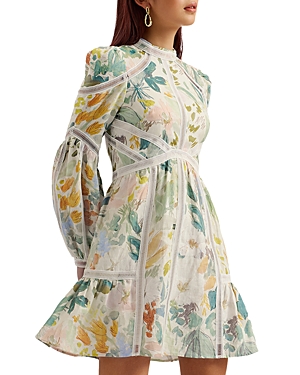 Tealan Linen Floral Mini Dress