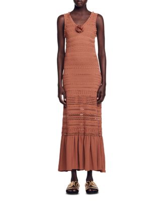 Sandro Irene Rhinestone Flower Maxi Dress