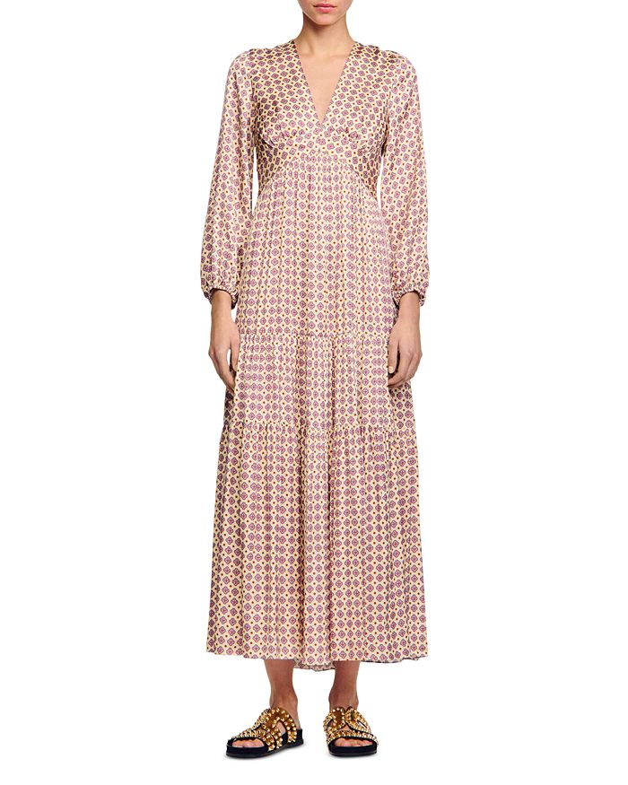 Sandro Jayane Dot Print Tiered Maxi Dress | Bloomingdale's