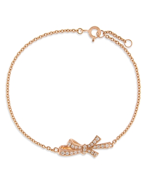 Bloomingdale's Diamond Bow Chain Bracelet In 14k Rose Gold, 0.14 Ct. T.w. In Pink