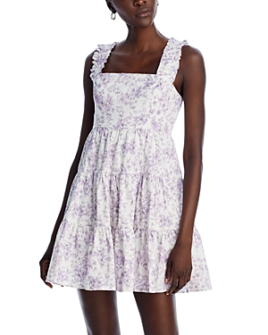 Shop Aqua Ruffle Strap Tiered Mini Dress In Lavender