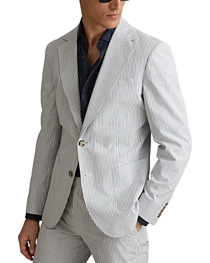 Shop Reiss Barr Slim Fit Striped Suit Jacket In Soft Blue/white
