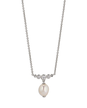 Siren Cubic Zirconia & Cultured Freshwater Pearl Pendant Necklace, 16-18