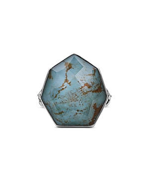 Shop Stephen Dweck Galactical Faceted Natural Quartz & Turquoise Ring In Blue/silver